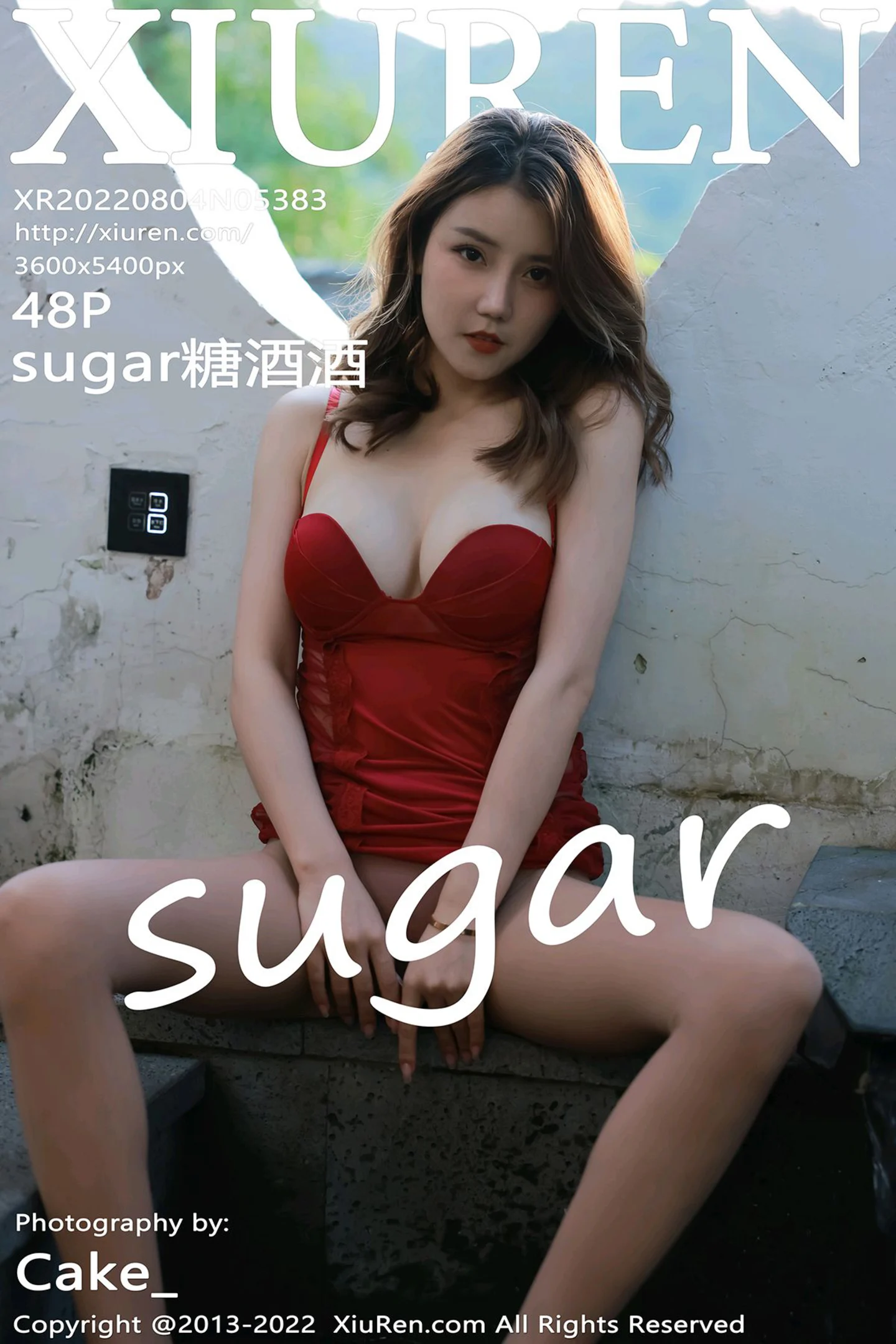 [XiuRen秀人网] VOL.5383 模特Sugar糖酒酒澳门旅拍泳池性感红色轻透内衣迷人诱惑写真48P-秀人网官方网站